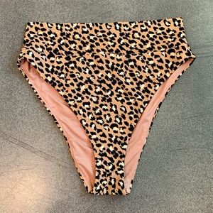 Aerie High Cut Cheeky Leopard Large Bikini Bottom